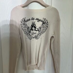 Zara Beige Ribbed Long Sleeve Top